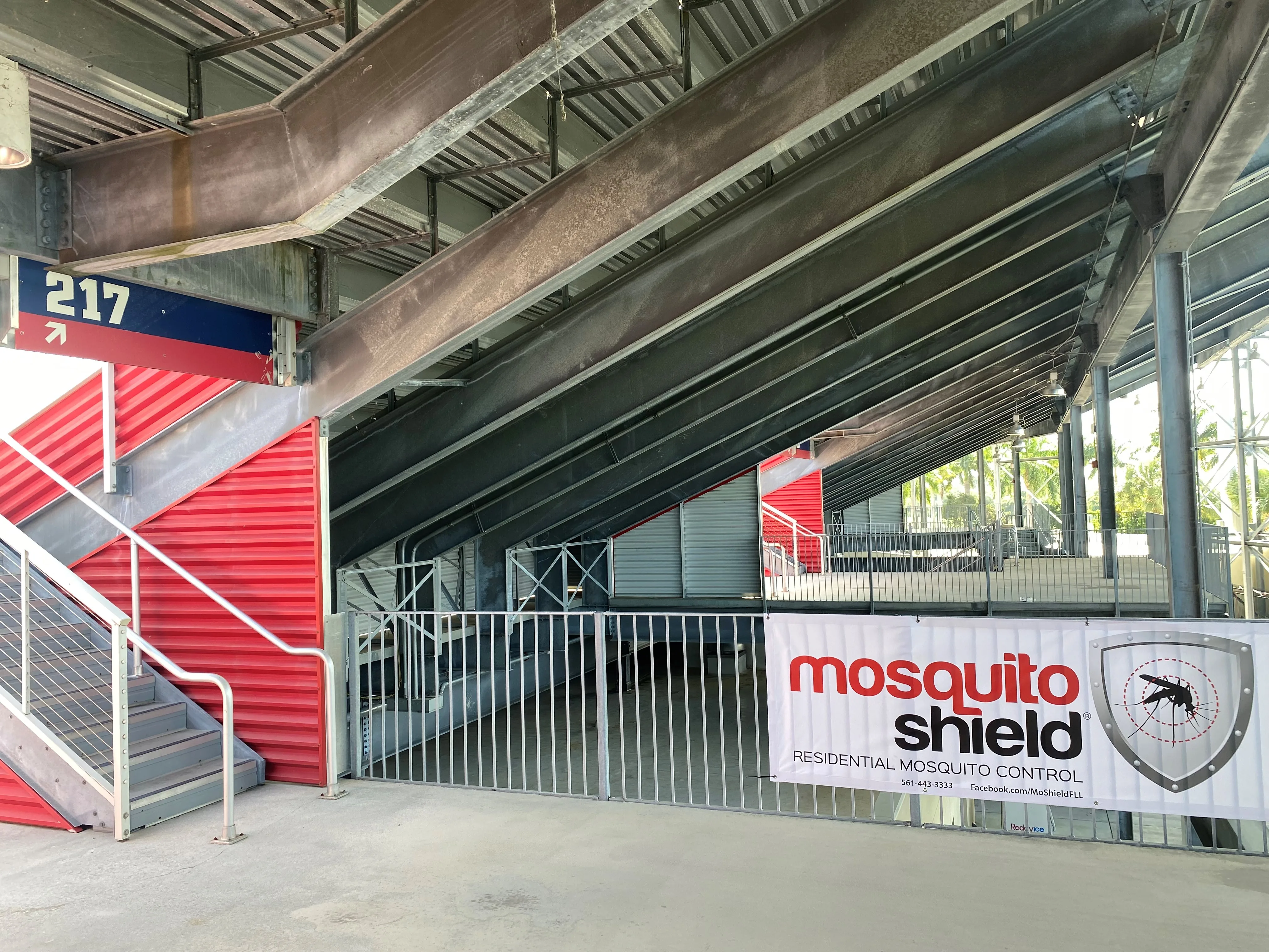 Sporting complex and stadium concourse area protected by professional mosquito barrier treatment